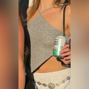 Silver Sparkling Halter Top